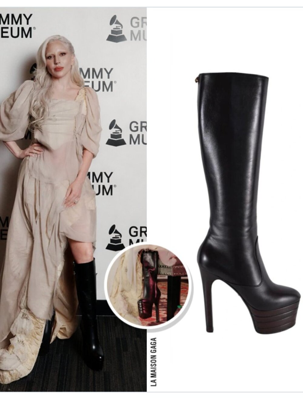 GUCCI ANGEL PLATFORM LEATHER KNEE HIGH BOOTS NEW